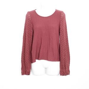Madewell Texture & Thread Eyelet Mix Ruffle-Sleeve Top Size S